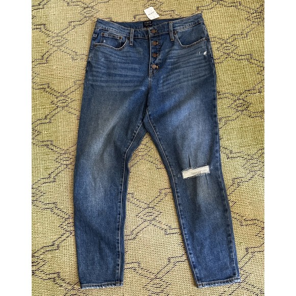 J.Crew 10” High Rise Skinny Jeans Button Fly Women's 31 Distressed NWT NEW - Picture 2 of 7